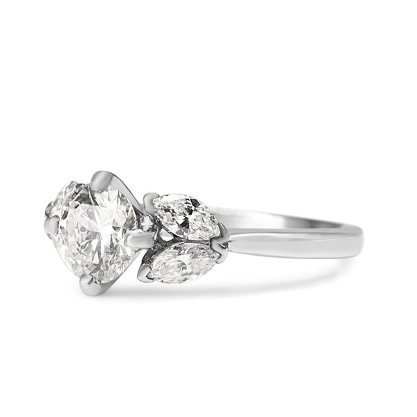 Platinum Brilliant and Marquise Cut Diamond Ring