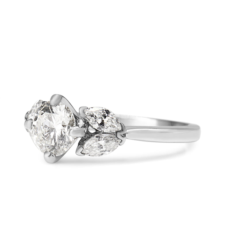 Platinum Brilliant and Marquise Cut Diamond Ring