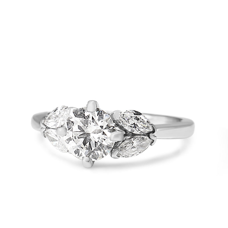 Platinum Brilliant and Marquise Cut Diamond Ring