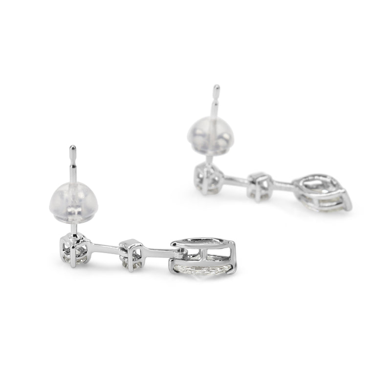 Platinum Round and Marquise Diamond Drop Earrings