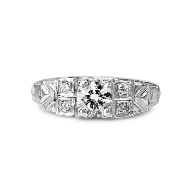 Platinum Deco Style Diamond Ring