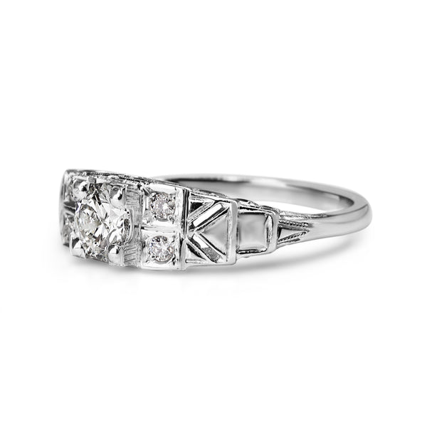 Platinum Deco Style Diamond Ring