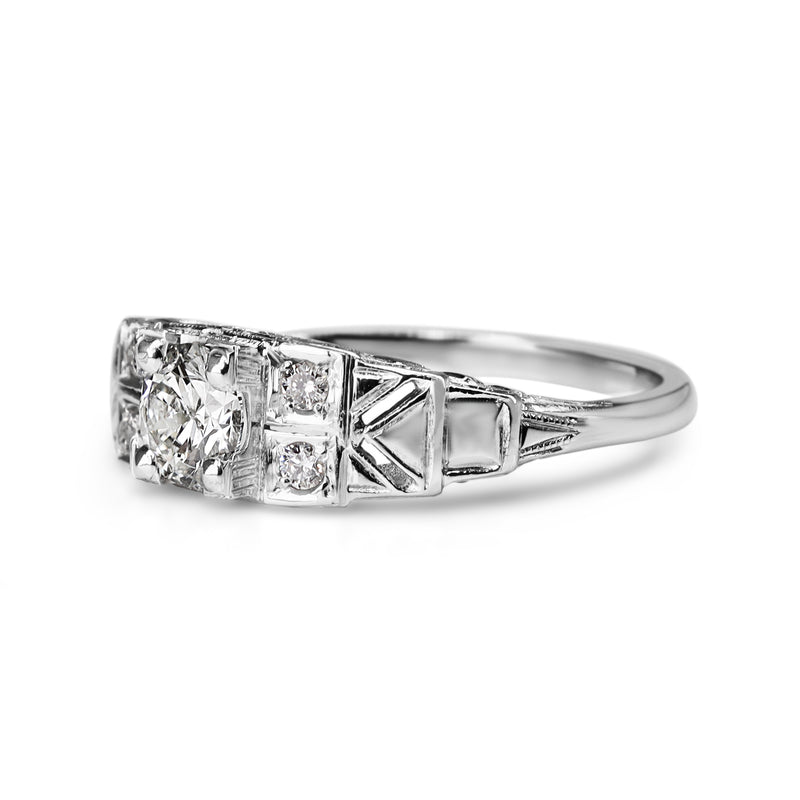 Platinum Deco Style Diamond Ring