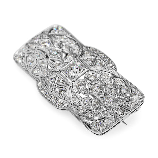 Platinum Art Deco Old Cut Diamond Brooch