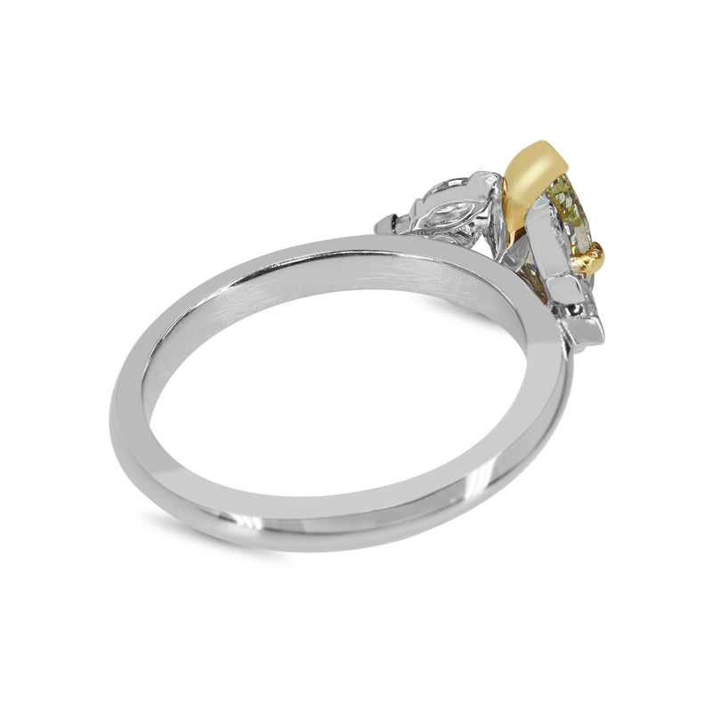 18ct Yellow and White Gold Yellow 'Moval' Diamond Ring