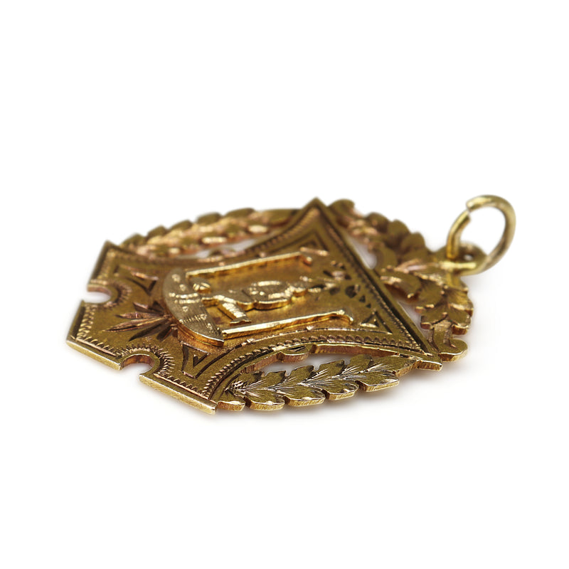 15ct Yellow Gold Antique Medal Sheild Pendant