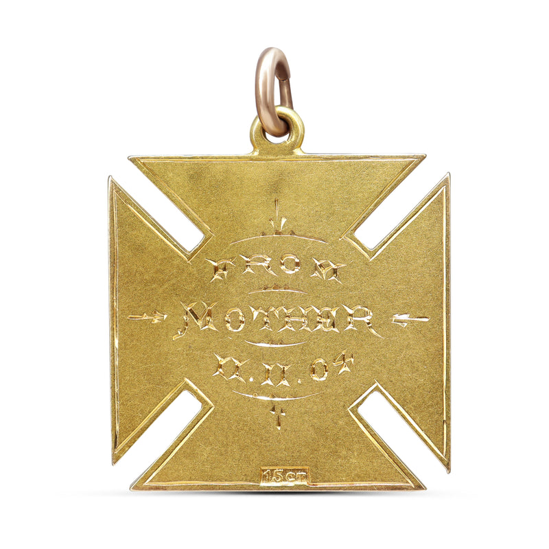 15ct Yellow Gold Antique Medal Sheild Pendant