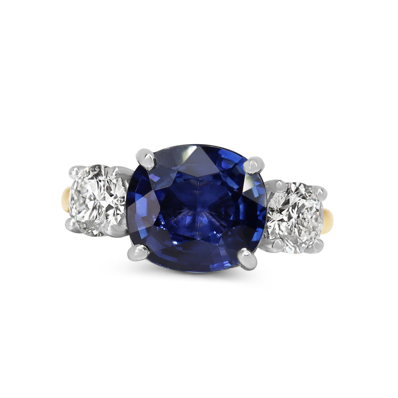18ct Yellow and White Gold Sapphire and Diamond 3 Stone Ring