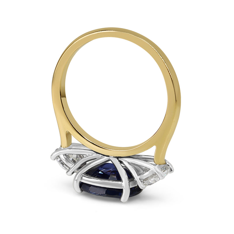 18ct Yellow and White Gold Sapphire and Diamond 3 Stone Ring