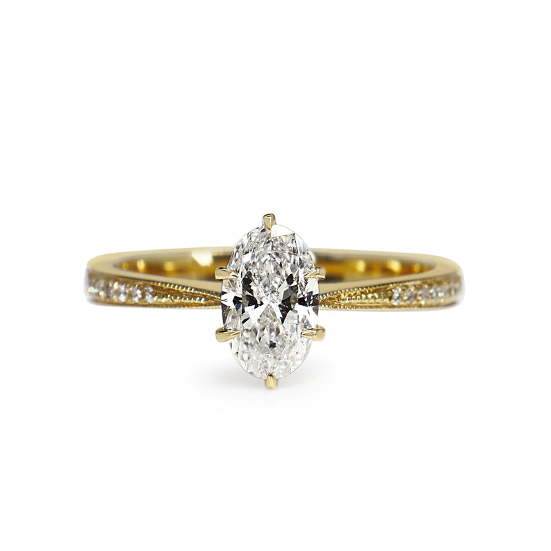 18ct Yellow Gold Oval Diamond Solitaire Ring
