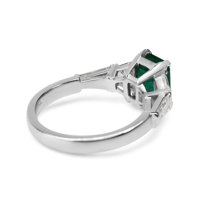 Platinum Emerald, Trapezoid and Tapered Baguettes Diamond Ring