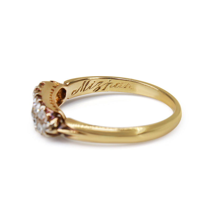 18ct Yellow and White Gold Antique Old Cut Diamond Band With 'Mizpah' Inscription
