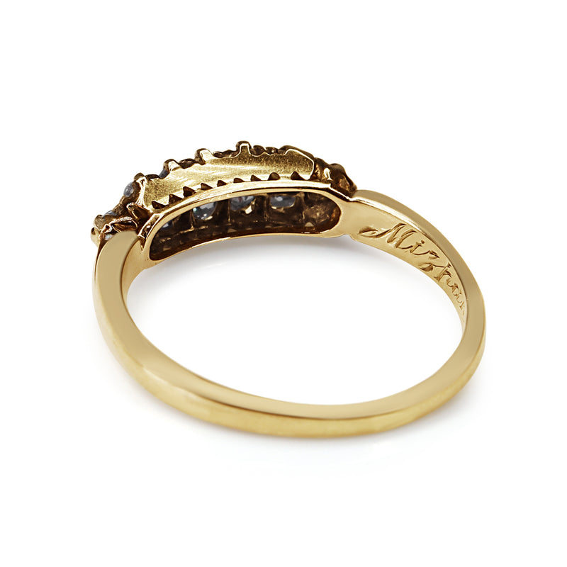 18ct Yellow and White Gold Antique Old Cut Diamond Band With 'Mizpah' Inscription