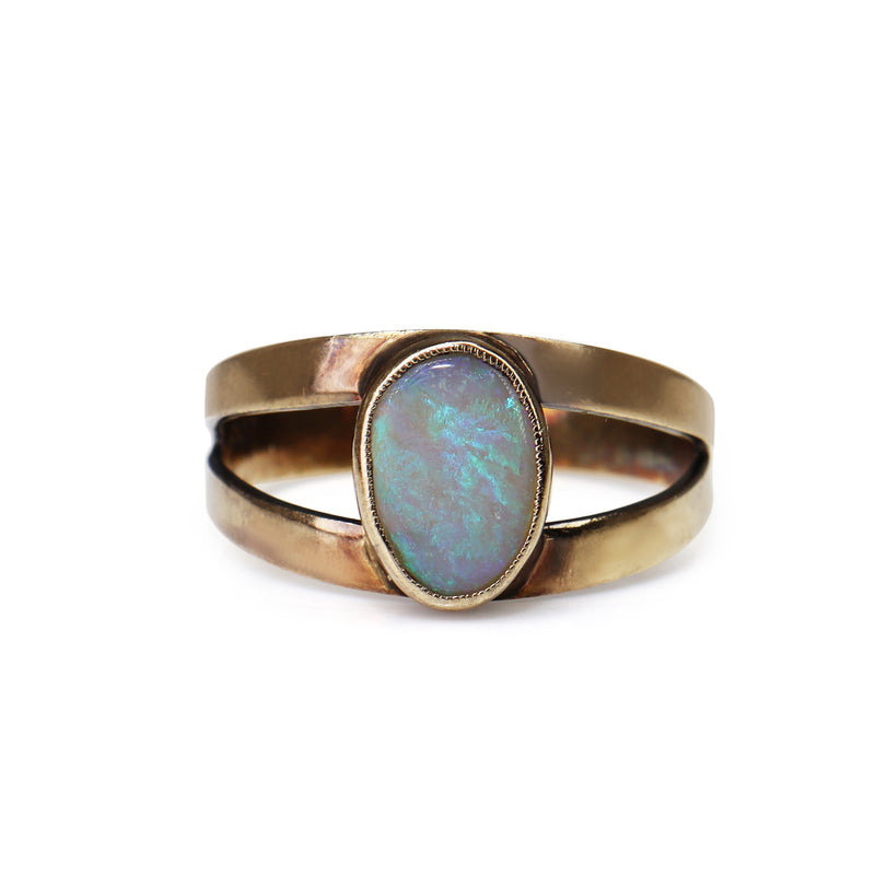 9ct Rose Gold Vintage Opal Split Band Ring