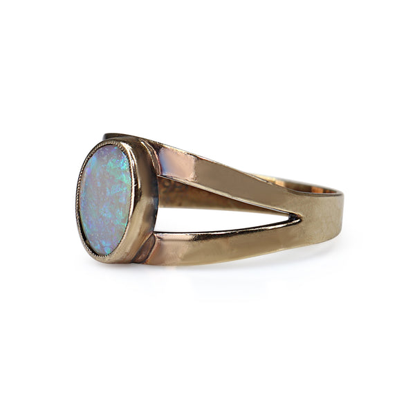 9ct Rose Gold Vintage Opal Split Band Ring