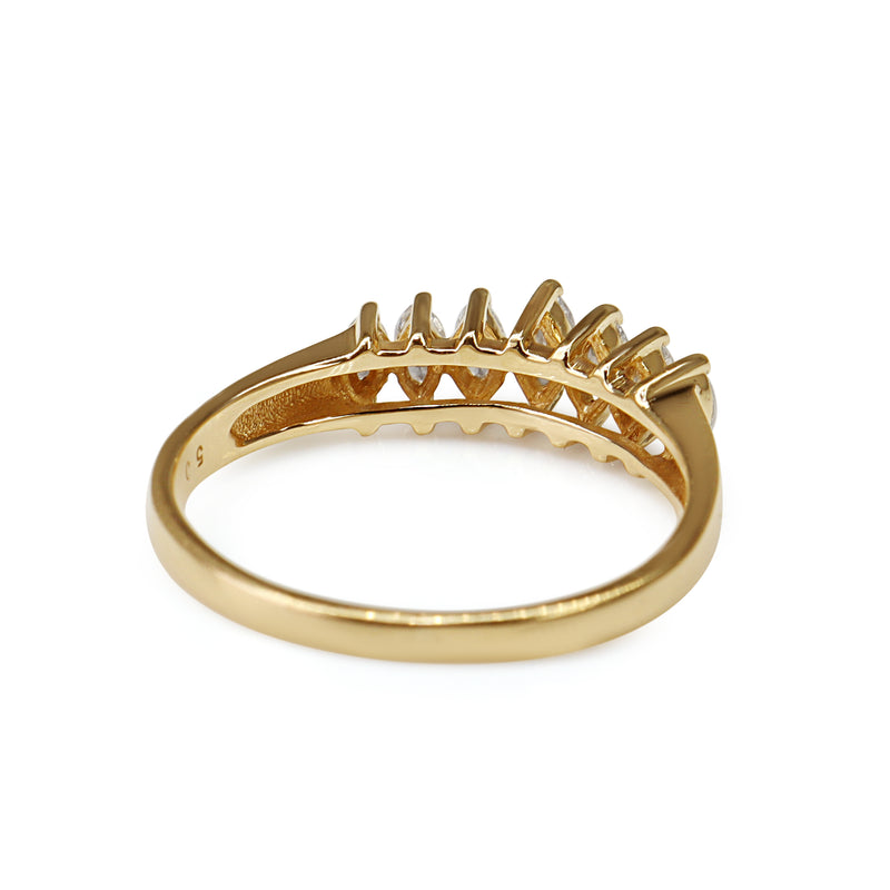 14ct Yellow Gold 7 Stone Marquise Diamond Ring
