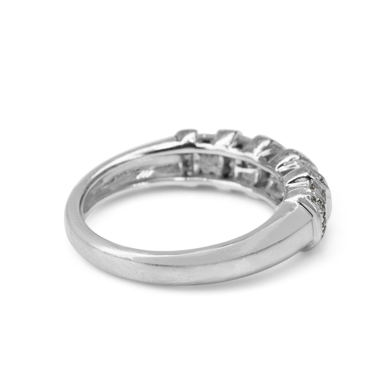 14ct White Gold Princess, Baguette and Brilliant Cut Diamond Band Ring