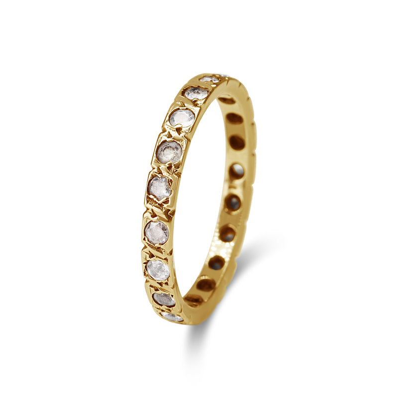 9ct Yellow Gold White and Brown Stone Eternity Band Ring