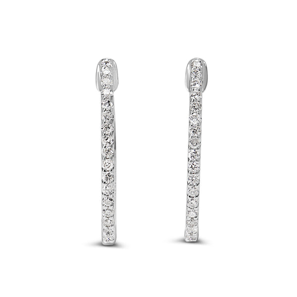 14ct White Gold Diamond Hoop Earrings