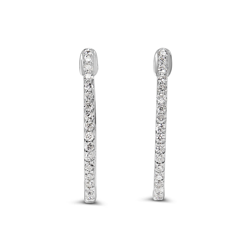14ct White Gold Diamond Hoop Earrings