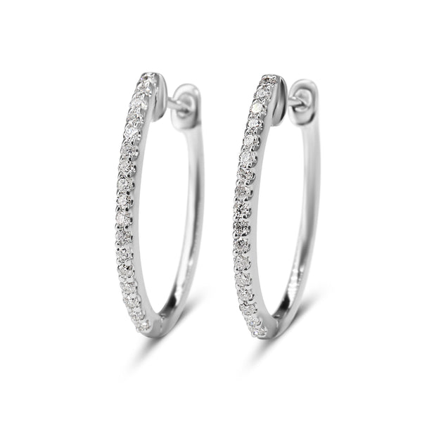 14ct White Gold Diamond Hoop Earrings