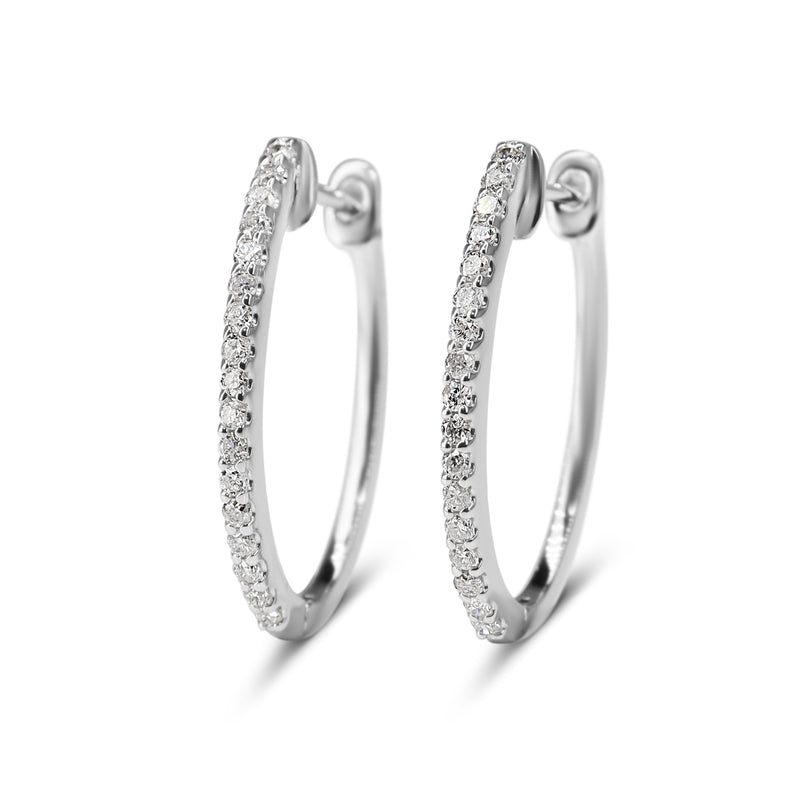 14ct White Gold Diamond Hoop Earrings