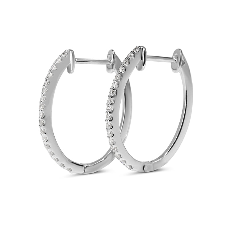 14ct White Gold Diamond Hoop Earrings