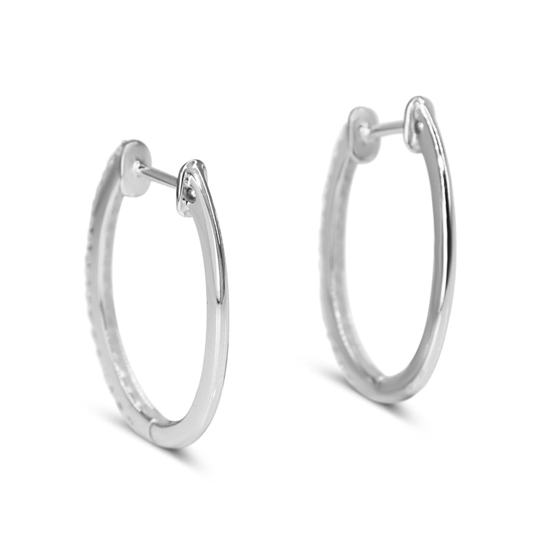 14ct White Gold Diamond Hoop Earrings