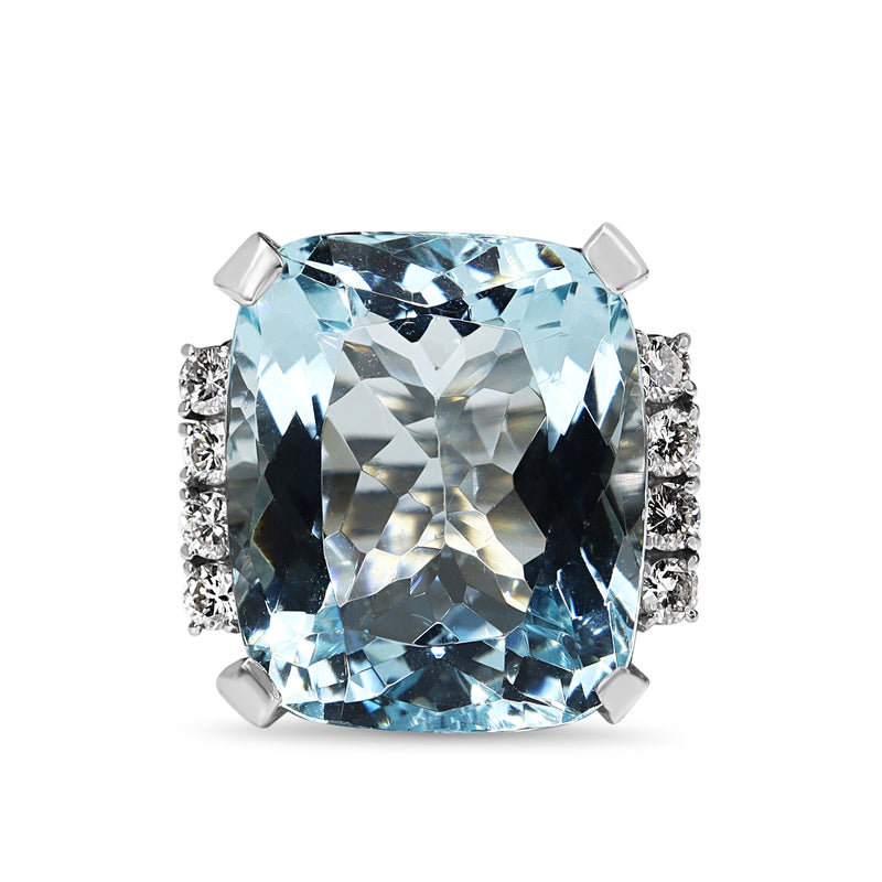 Platinum Aquamarine and Diamond Cocktail Ring