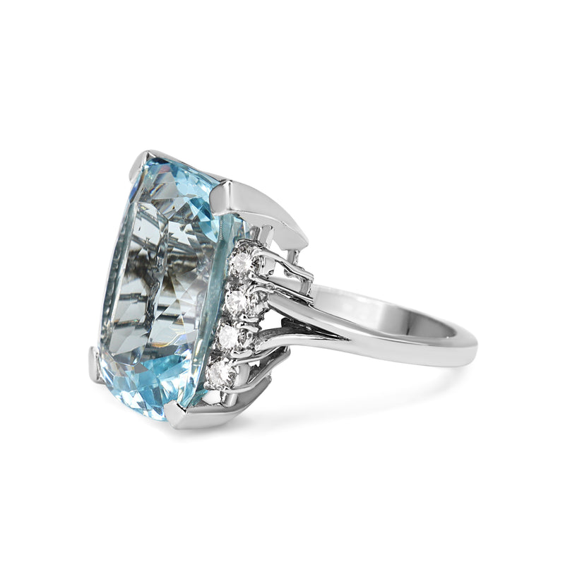 Platinum Aquamarine and Diamond Cocktail Ring