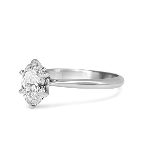 Platinum 6 Claw Oval 1.05ct Diamond Solitaire Ring
