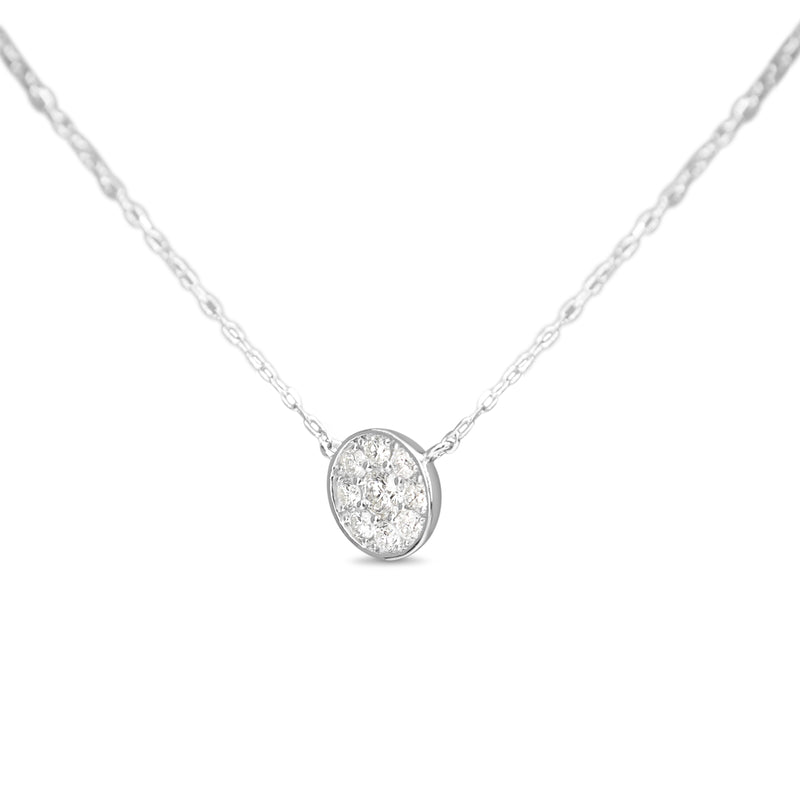 Platinum Round Diamond Halo Cluster Necklace