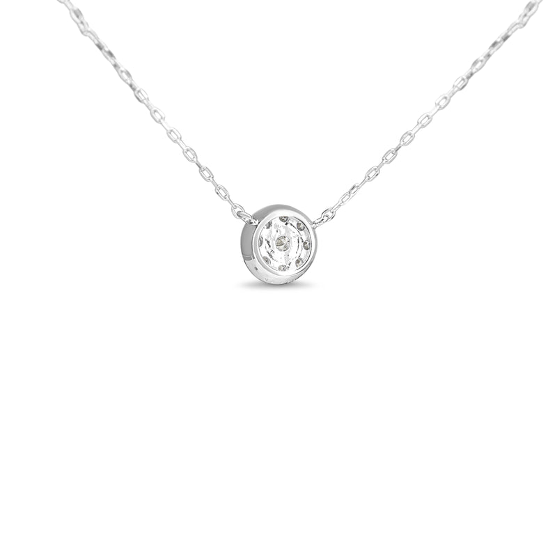 Platinum Round Diamond Halo Cluster Necklace