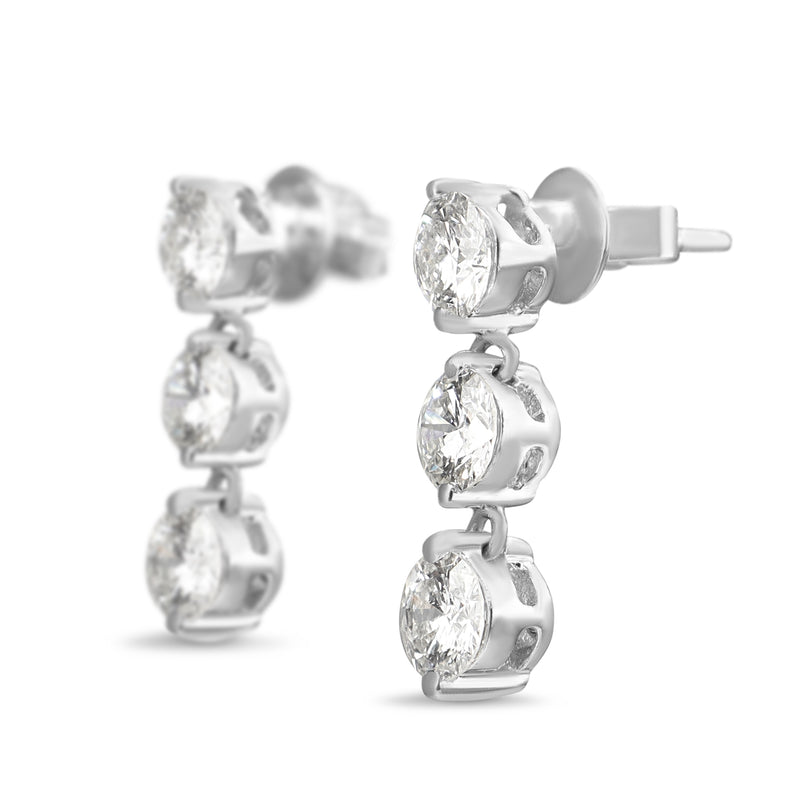 Platinum and 18ct White Gold 3 x Diamond Drop Earrings
