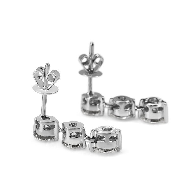 Platinum and 18ct White Gold 3 x Diamond Drop Earrings