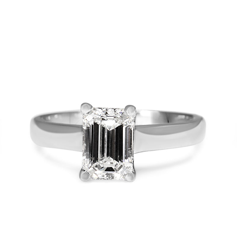 18ct White Gold 1.50ct Emerald Cut Diamond Solitaire Ring