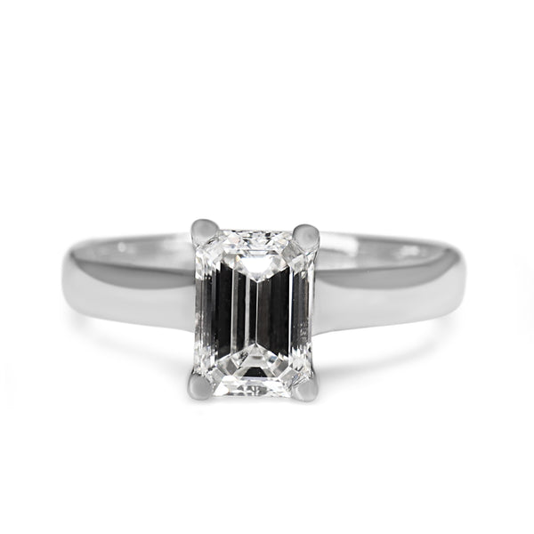 18ct White Gold 1.50ct Emerald Cut Diamond Solitaire Ring