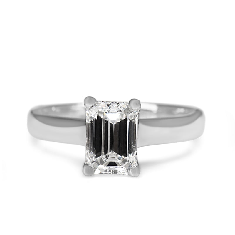 18ct White Gold 1.50ct Emerald Cut Diamond Solitaire Ring
