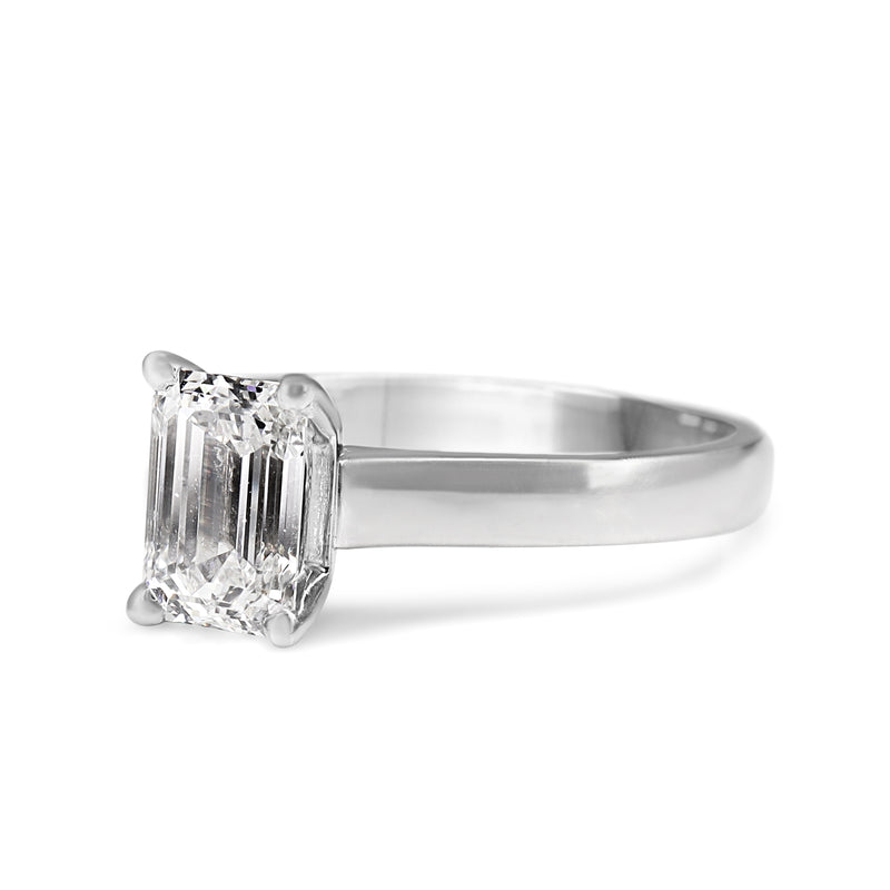 18ct White Gold 1.50ct Emerald Cut Diamond Solitaire Ring