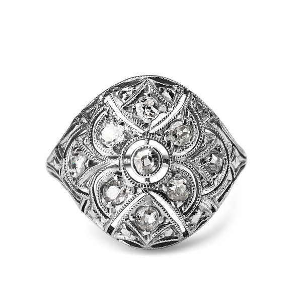 Platinum Art Deco Old Cut Diamond Ring
