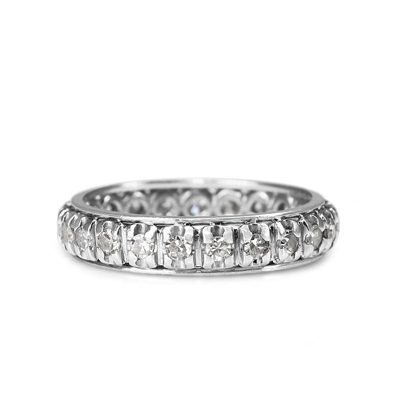 Platinum Single Cut Diamond All Round Diamond Band Ring