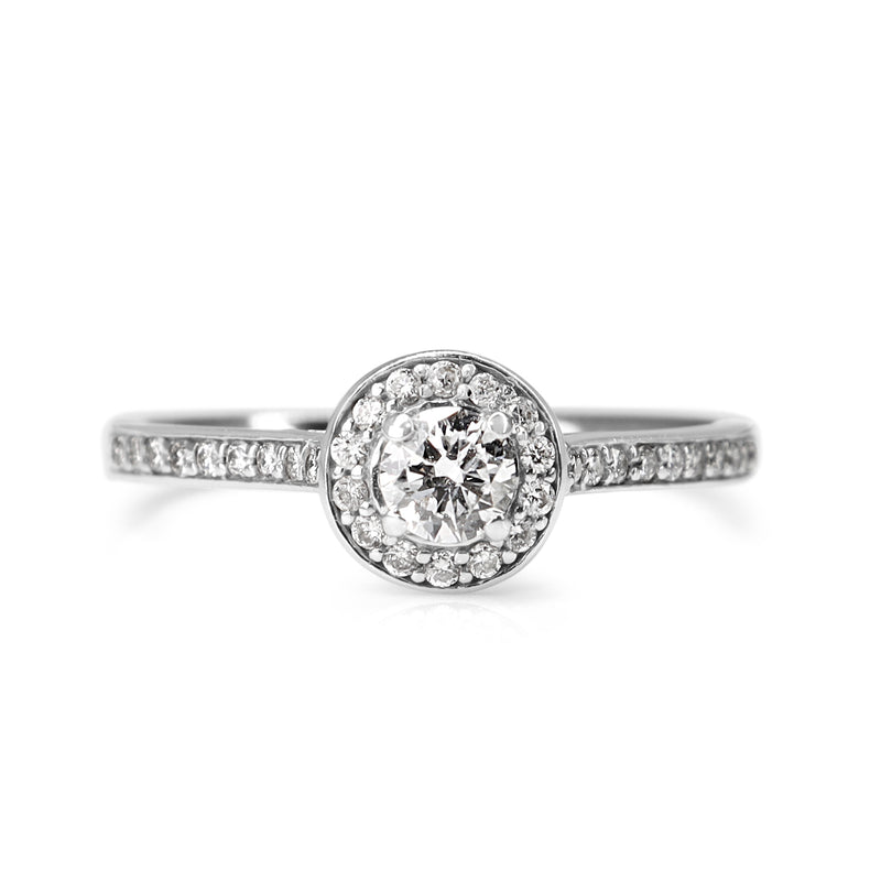 18ct White Gold Diamond Halo Ring