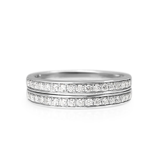 18ct White Gold Double Row Diamond Band Ring
