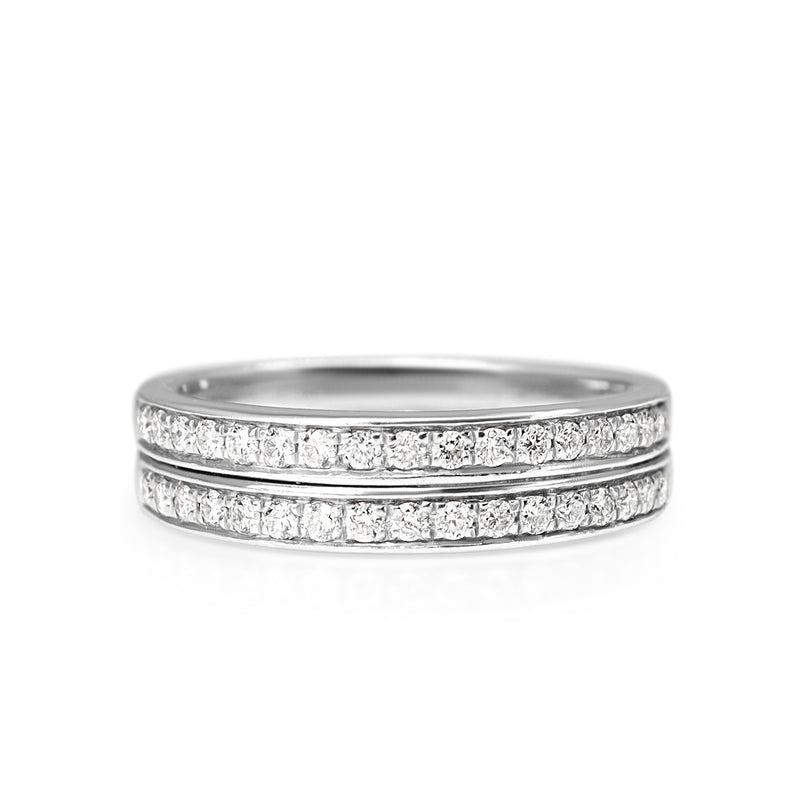 18ct White Gold Double Row Diamond Band Ring