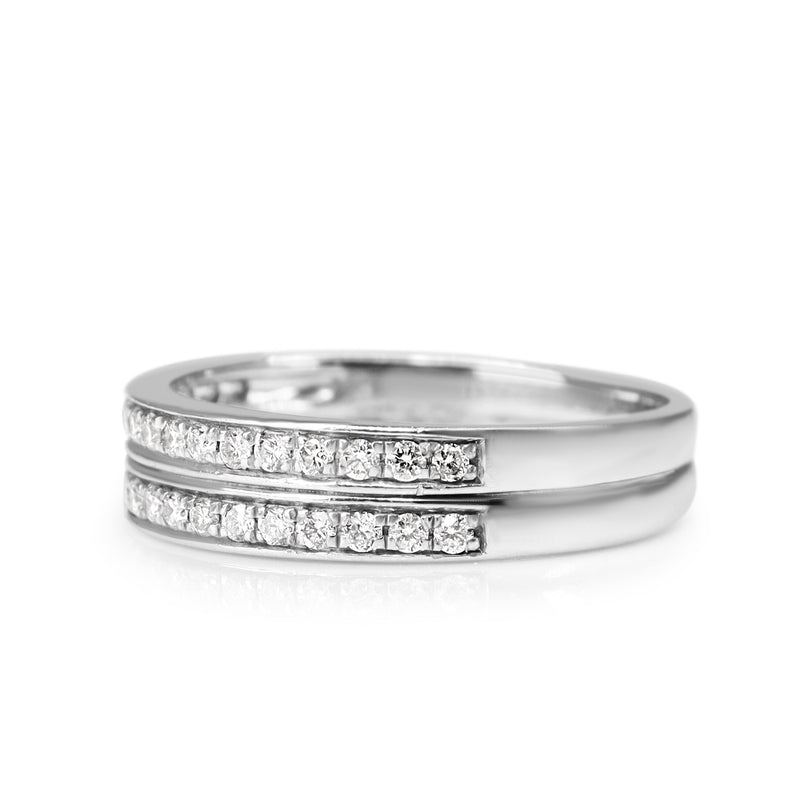 18ct White Gold Double Row Diamond Band Ring
