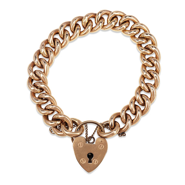 9ct Yellow Gold Curb Link Bracelet with Padlock Clasp