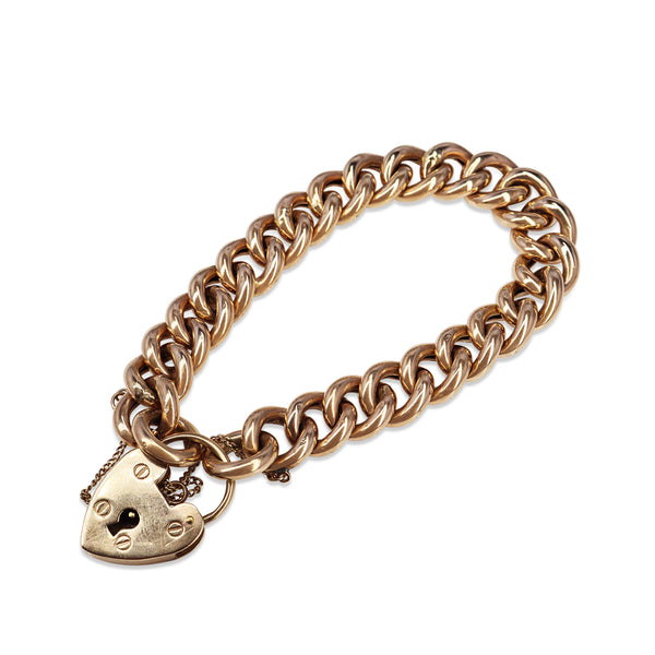 9ct Yellow Gold Curb Link Bracelet with Padlock Clasp