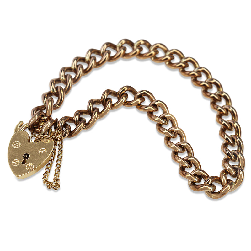 9ct Rose Gold Solid Curb Link Bracelet