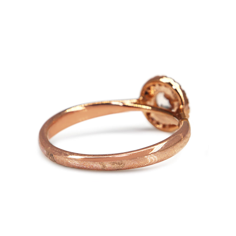 9ct Rose Gold Morganite Diamond Halo Ring