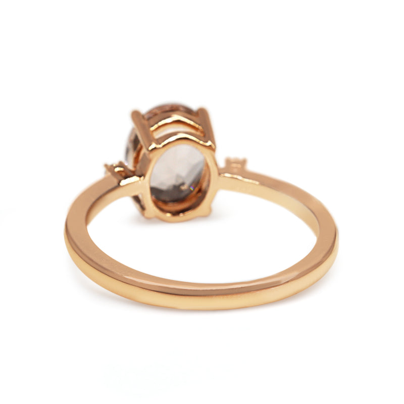 9ct Rose Gold Morganite and Diamond 3 Stone Ring